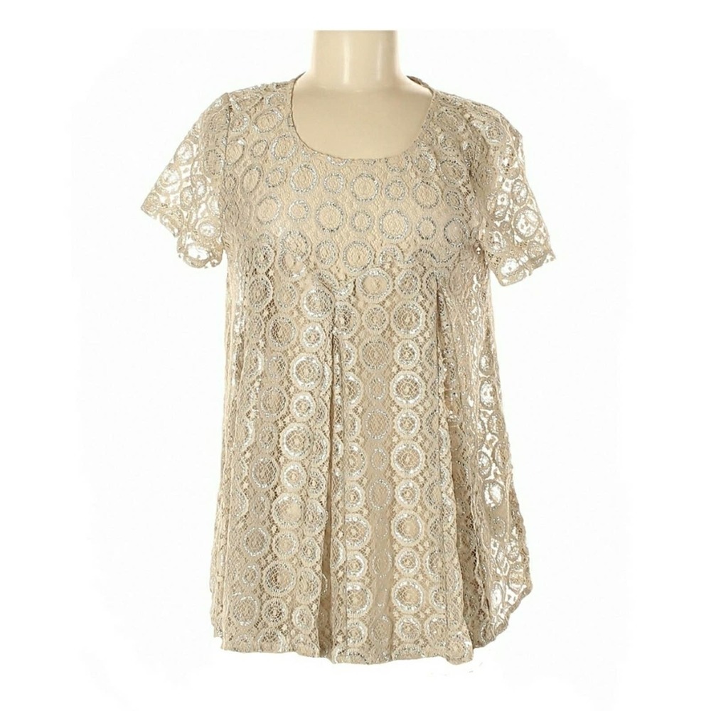 Anthropologie AKEMI + KIN Lyra Lace Metallic Top